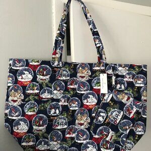NEW Vera Bradley Snow Globes Large Grand Tote Bag w/ Detachable Pouch Christmas
